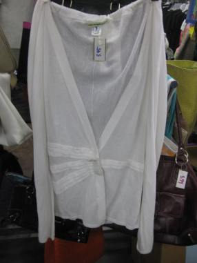 White cardigan with a cute bow button for $4